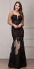 Spaghetti Straps Sequins Lace Mesh Long Prom Pageant Gown in Black